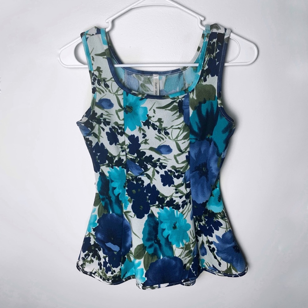 Floral peplum tank top